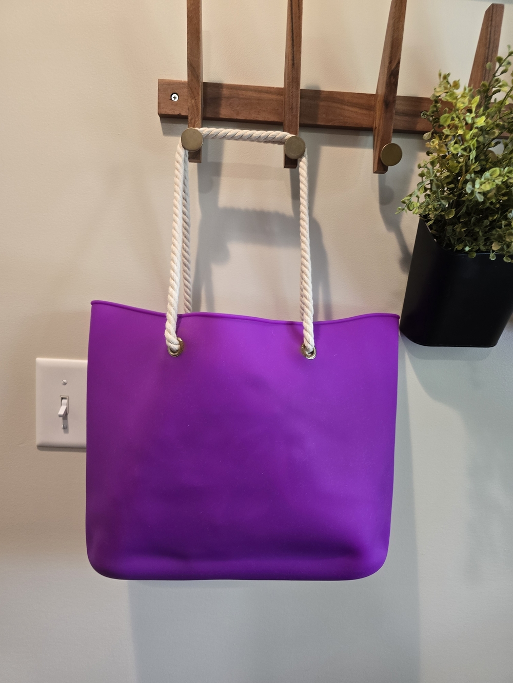 3pc Purple Rope Handle Tote Bag